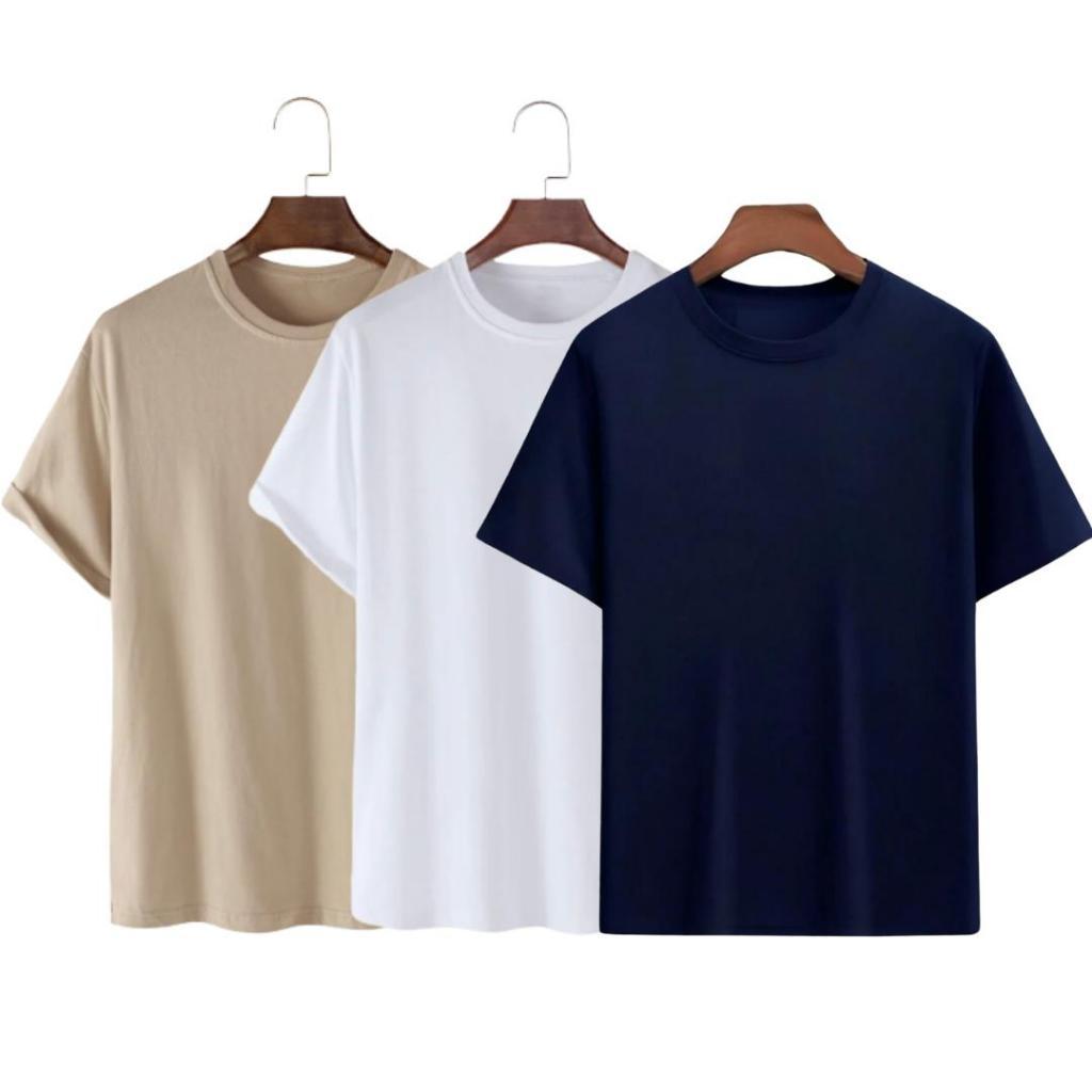Detalhes do Kit 3 Camisetas Básica Algodão Confortável Masculina Feminina Unissex Streetwear Camisa T-Shirt Slim