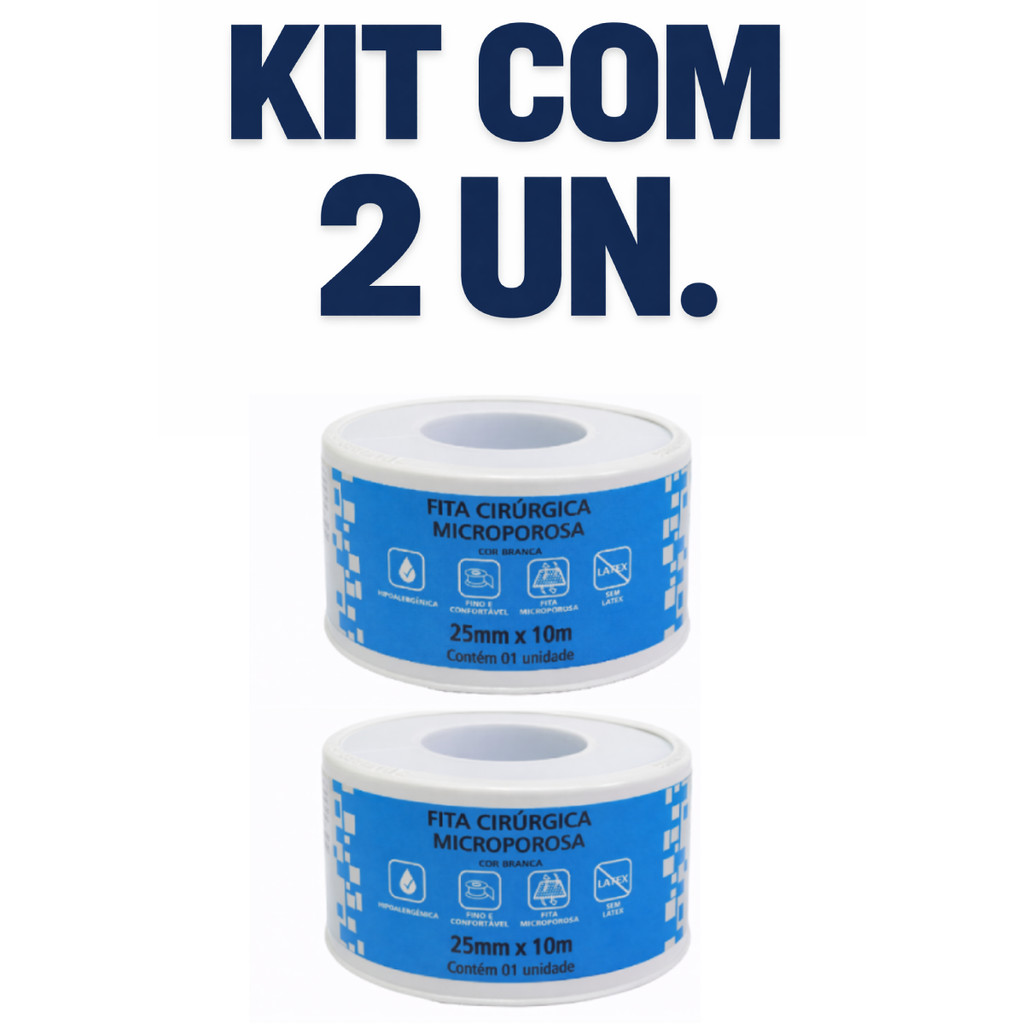 Kit c/ 2 Fita Micropore Branca 2,5cm x 10m Curativo Cirúrgica Hipoalergênica Ciex