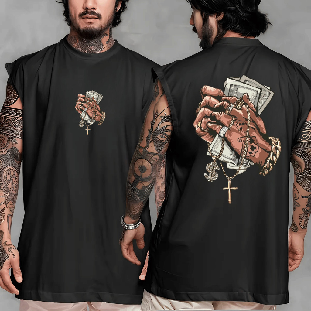 Camiseta Regata Machão Oversized Streetwear Estampada Blessed Money em Algodão Promoção