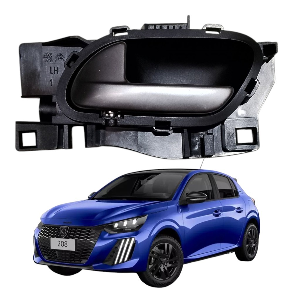 Maçaneta Interna Dianteira Esquerda Peugeot 208 Style 2023 Preto Dianteira
