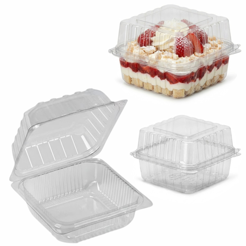 10~50 Pote Embalagem Para Sobremesa G658 500ml Quadrado Com Tampa Articulada Premium - Galvanotek em Oferta na Shopee