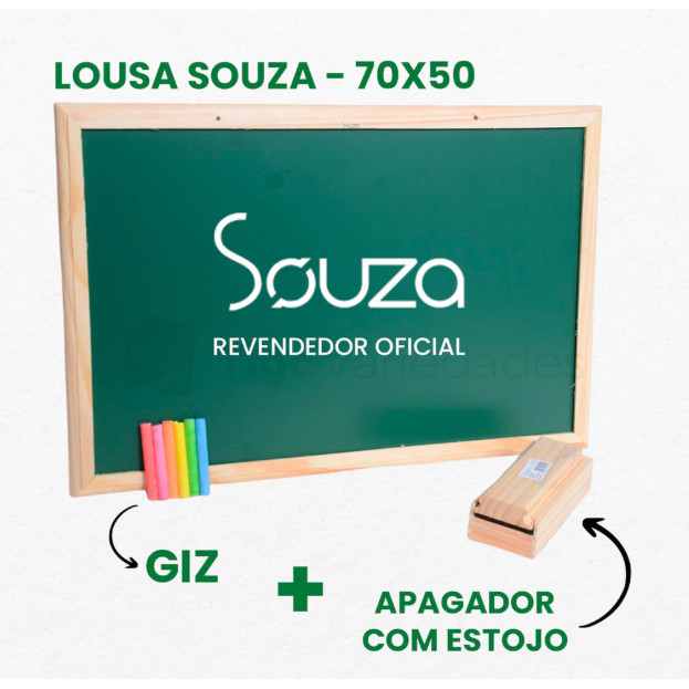 Lousa Escolar Quadro Verde Moldura Madeira 70x50