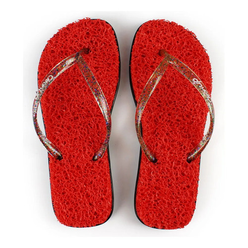 Chinelo Flat Joy Cleanup Sustentável Feminino Vermelho Vermelho 35 Br