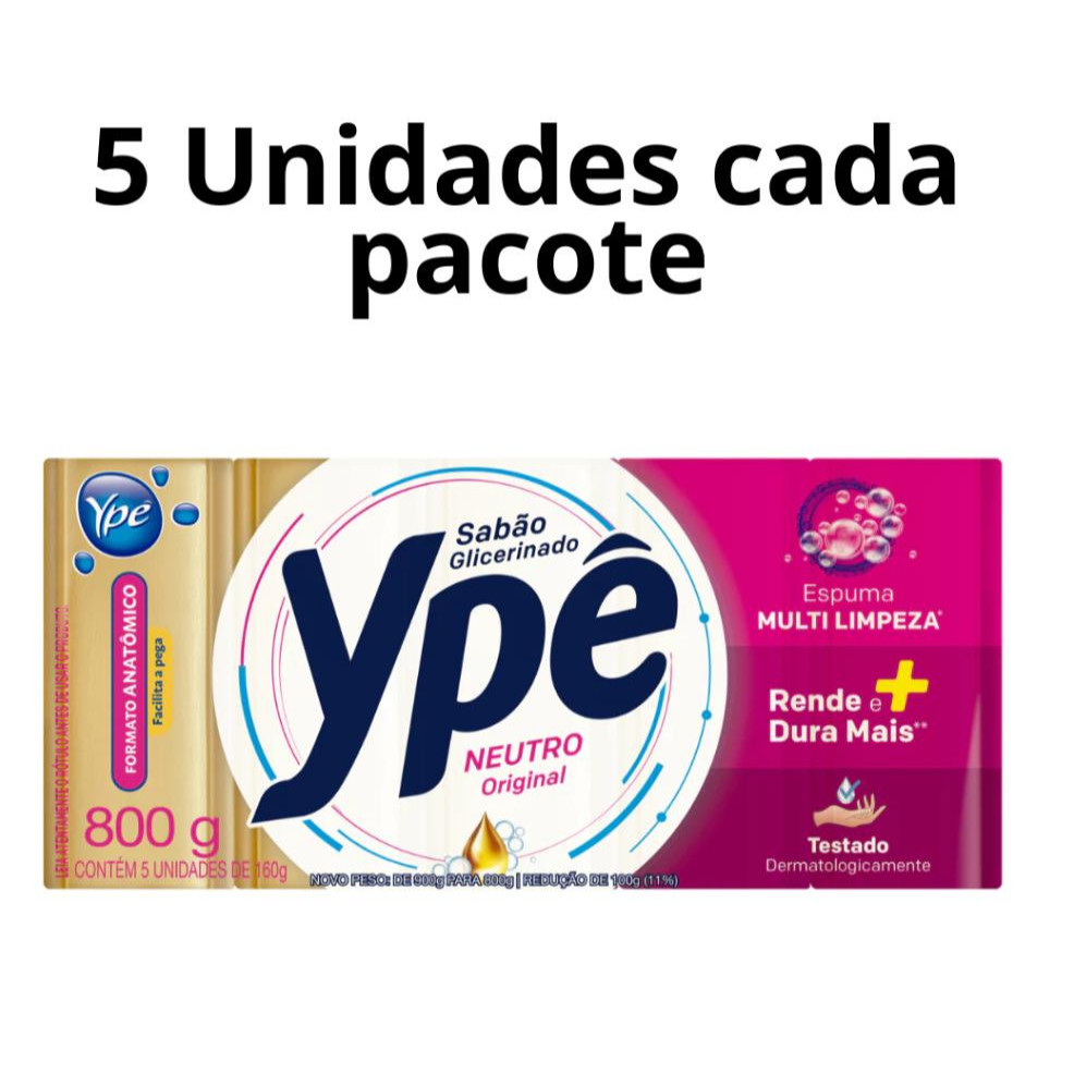 Kit Sabão Glicerinado Neutro ou Lavanda em Barra Ypê 800g