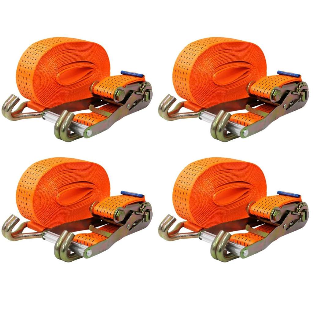 KIT 4 CATRACA + 4 CINTA AMARRAÇÃO 5 TONELADAS 9 METROS RABICHO ENGATE J PARA CARRETA E CARGAS