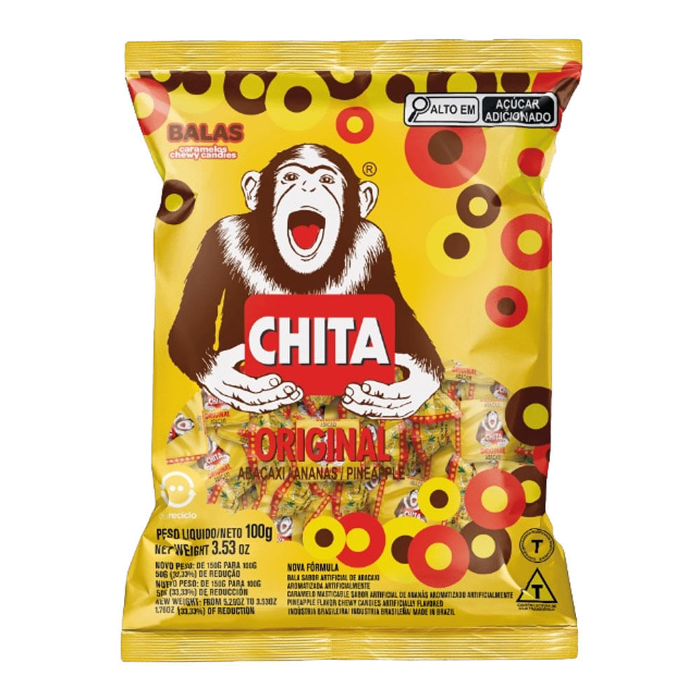 Bala Chita Mastigável Abacaxi 100g