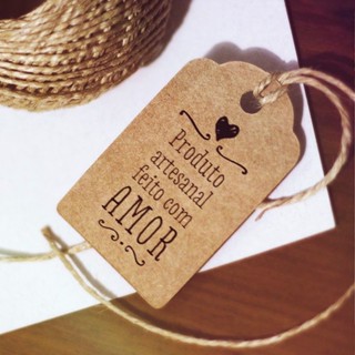 100 Tag Kraft Feito com Amor, agradecimento para vendas em Oferta na Shopee