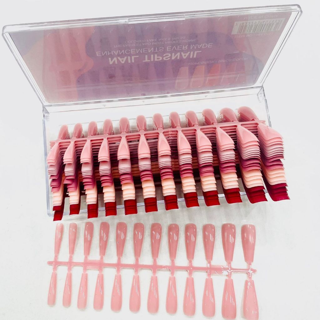 Kit 480 Tips Unhas Bailarina Realista Nude Gelly Curvatura Natural Alongamento Gel Pronta Entrega