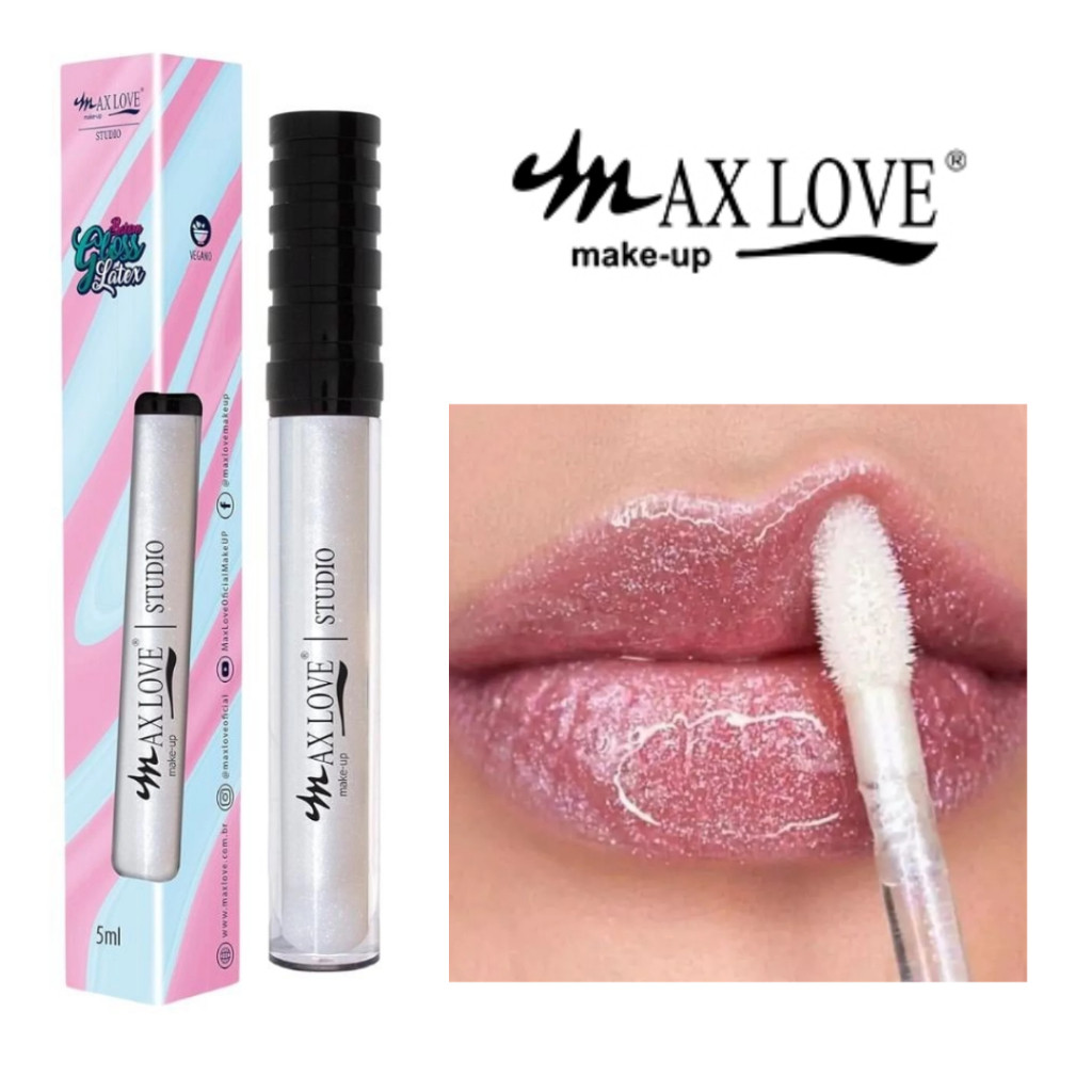 GLOSS LABIAL LÁTEX COM GLITTER MAX LOVE Nº 19 - BRILHO INTENSO