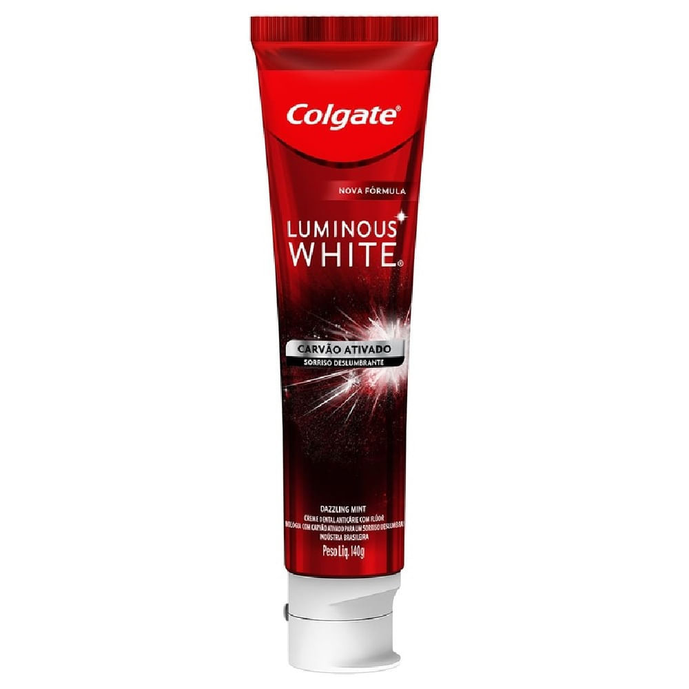 Creme Dental Colgate Luminous White Carvão Ativado 140g em Oferta na Shopee