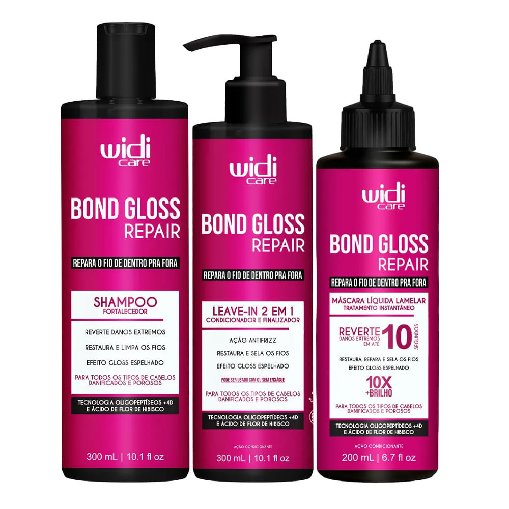 Kit Widi Care Shampoo + Máscara + Leave-In Bond Gloss Repair em Oferta na Shopee