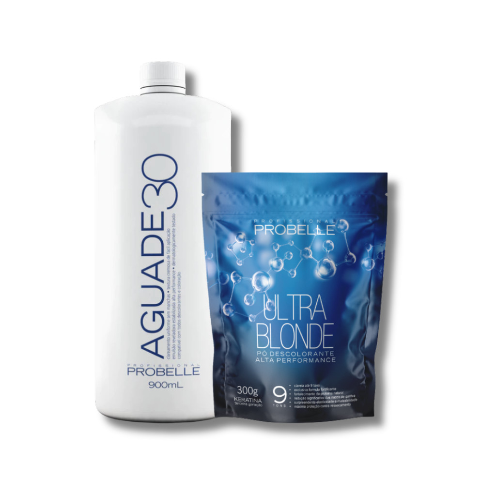 Kit Pó Descolorante Probelle Ultra Blonde 300g + Agua oxigenada cremosa 30 vol 900ML Probelle probelle
