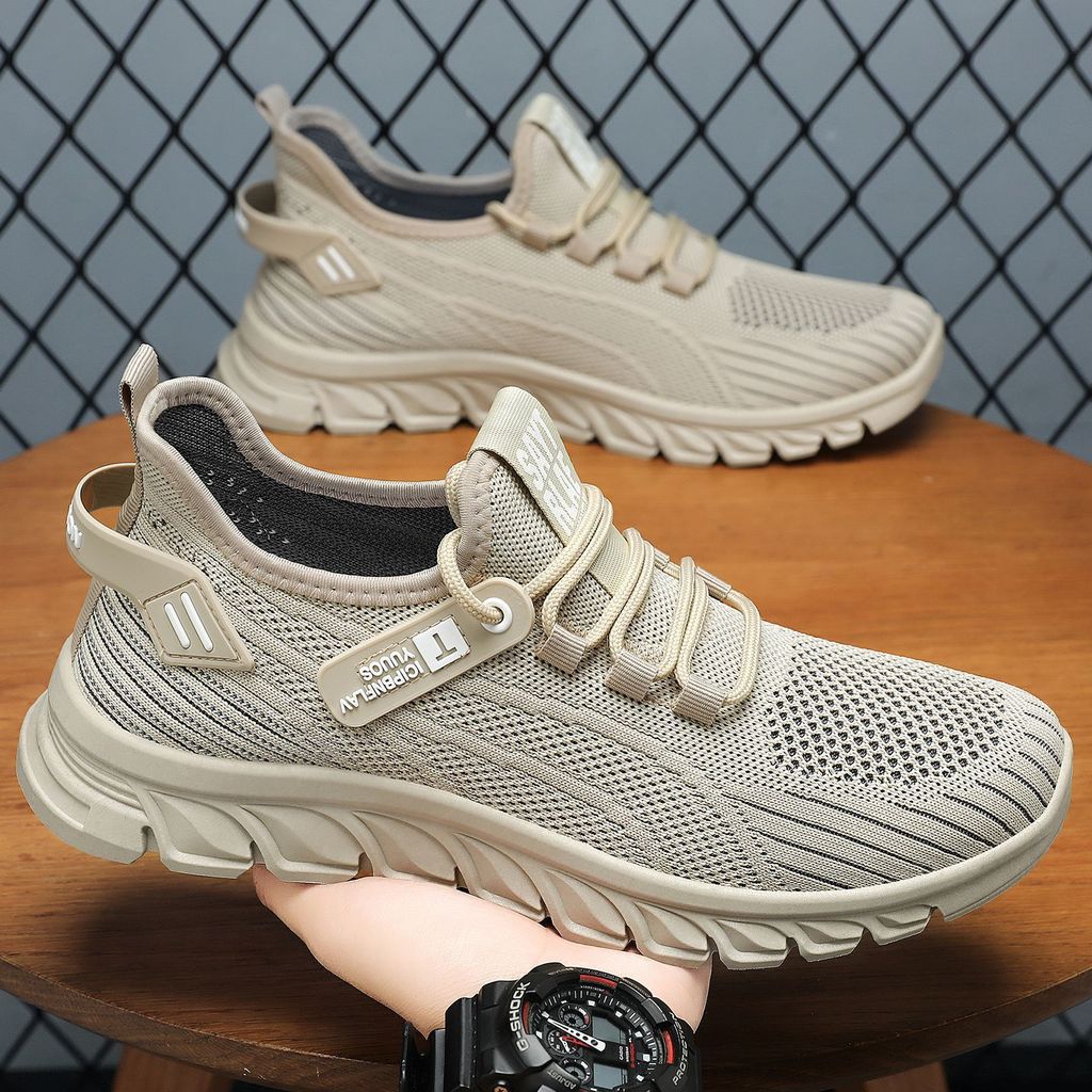 Tênis esportivos masculinos para a primavera, tênis de corrida masculinos de tamanho grande, tênis de malha versáteis, s