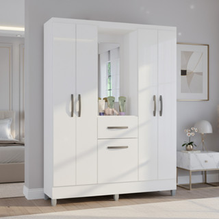 Guarda Roupa Casal com 5 Portas 1 Gaveta Atlas Poquema em Oferta na Shopee