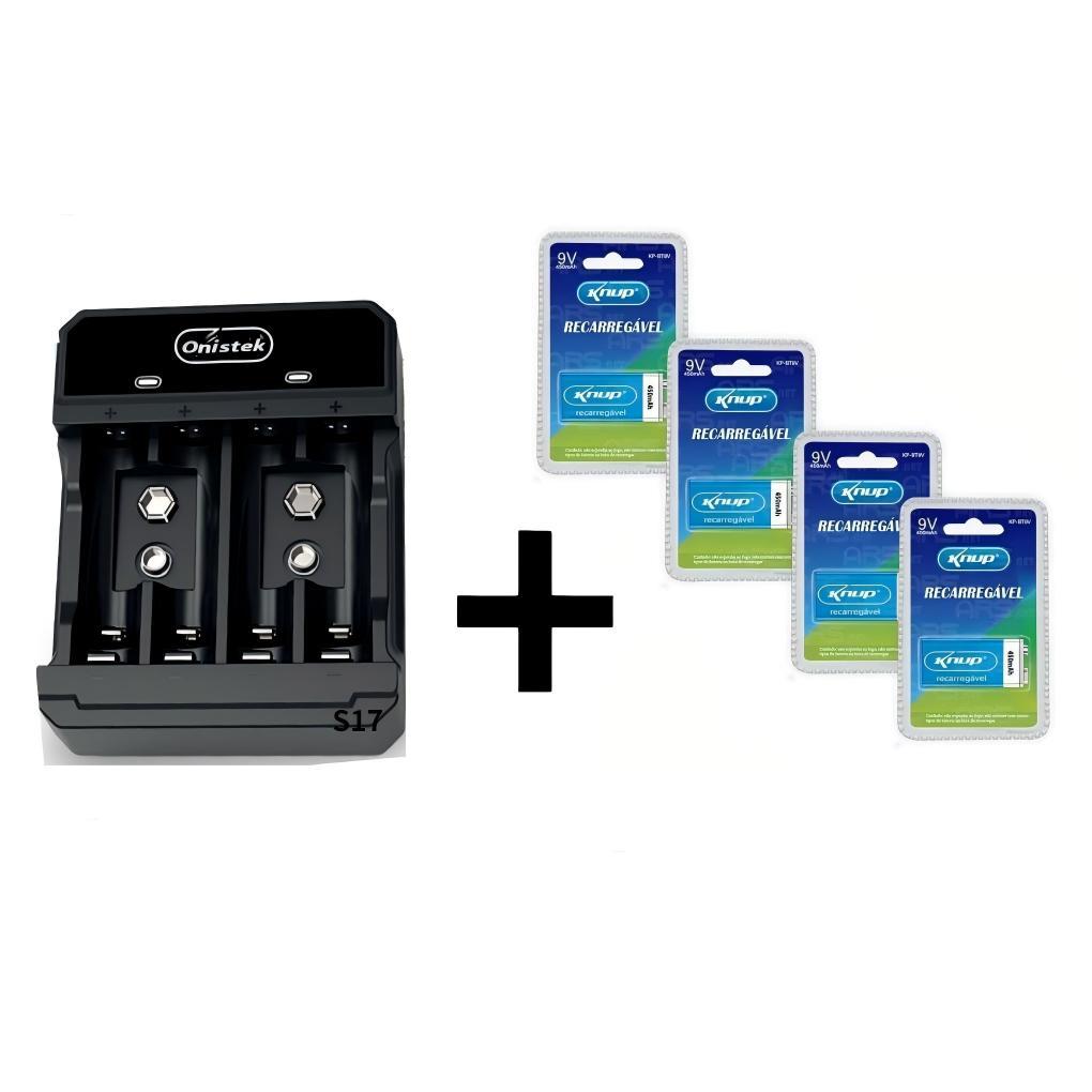 Carregador de Pilhas Automático AA/AAA/9V para Baterias Recarregáveis 9 Volts （S-28)