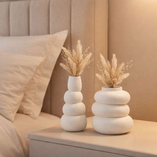 Kit Vaso Decorativo 2 Peças Branco Moderno Sala Mesa Firenze Flint
