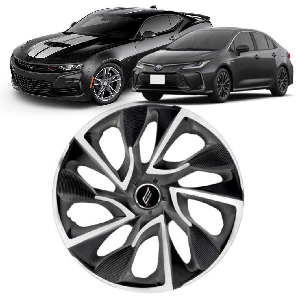 1 Calota Esportiva Modelo DS4 Aro 15 Polegadas Parafuso Preto com Prata 4x100 4x108 5x100 Elitte