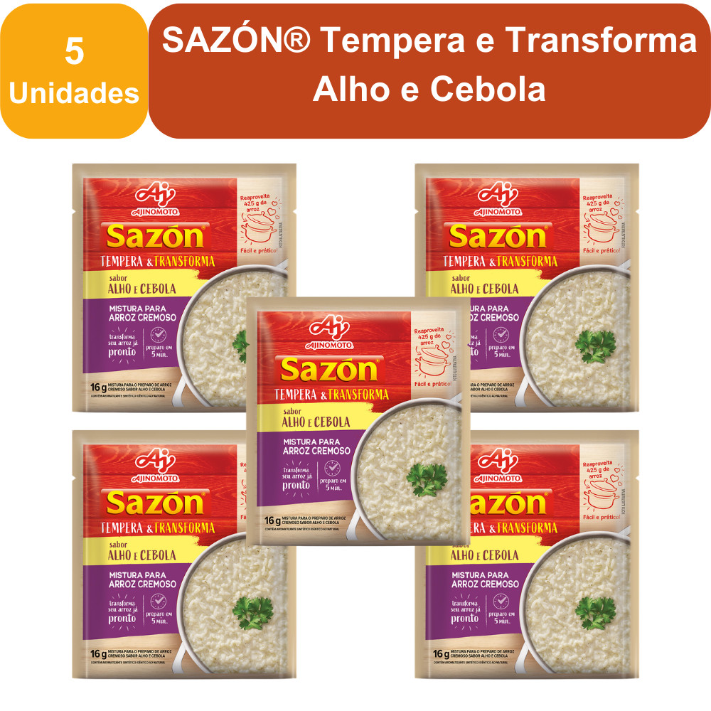Kit 5 Unidades SAZÓN® Tempera e Transforma Alho e Cebola