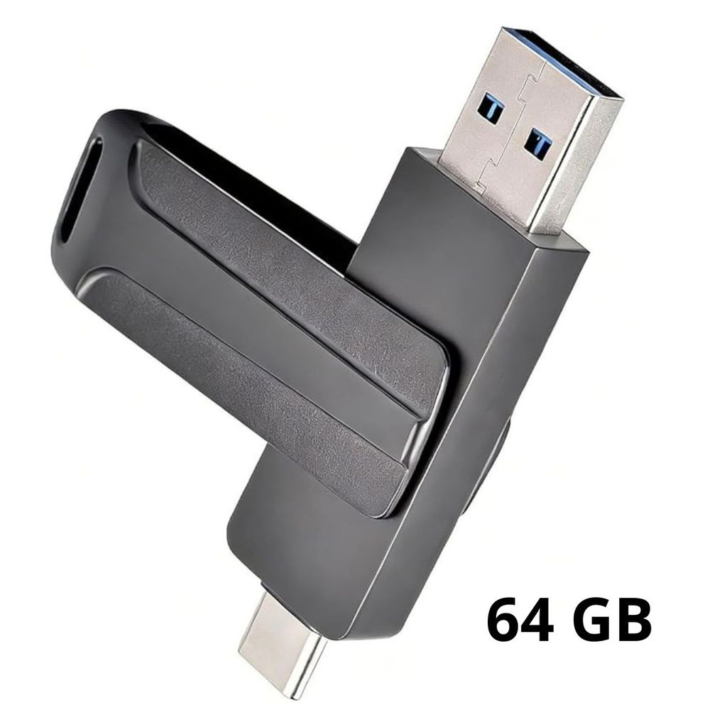 Pen Drive Duplo 64GB 2 em 1 USB-C e USB-A Alta Velocidade