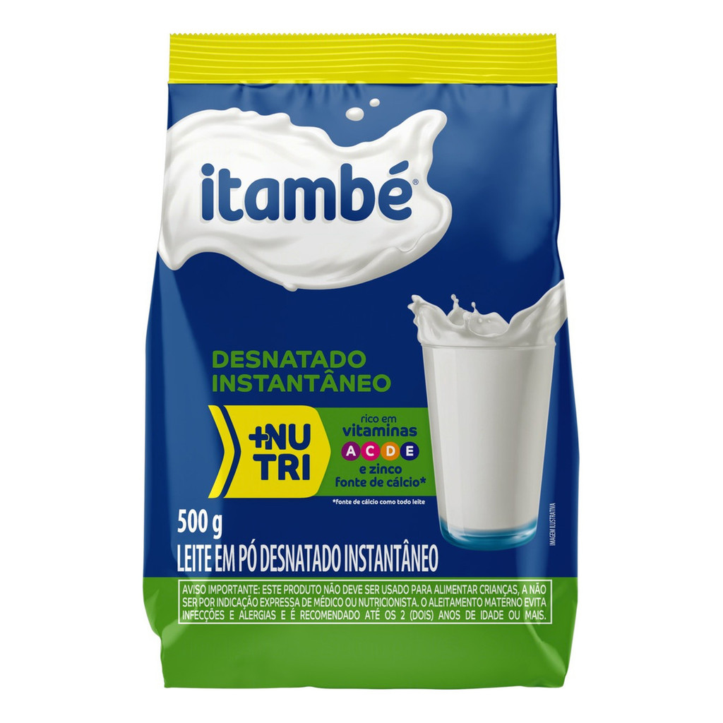 Leite Pó Instantâneo Desnatado Itambé Pacote 500g Embalagem Econômica em Oferta na Shopee