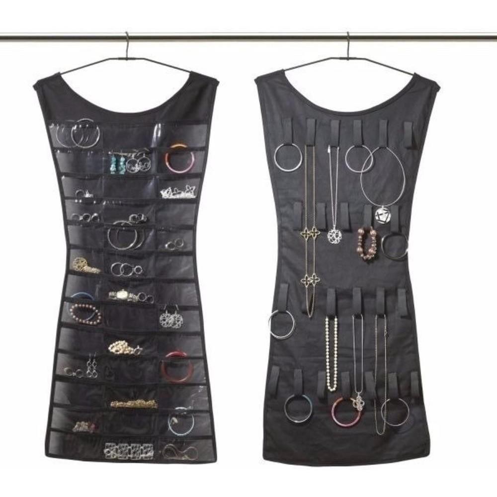 Cabide Organizador Porta Joias Bijuterias Multiuso 2 Em 1 Saco Pendurar Armario Guarda Roupa Brincos Colares Pulseiras