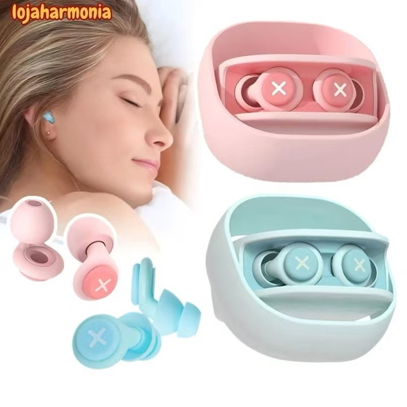 Protetor De Ouvido De Silicone Com Tampões Espuma Macia Para Redução De Ruído E Isolamento Acústico