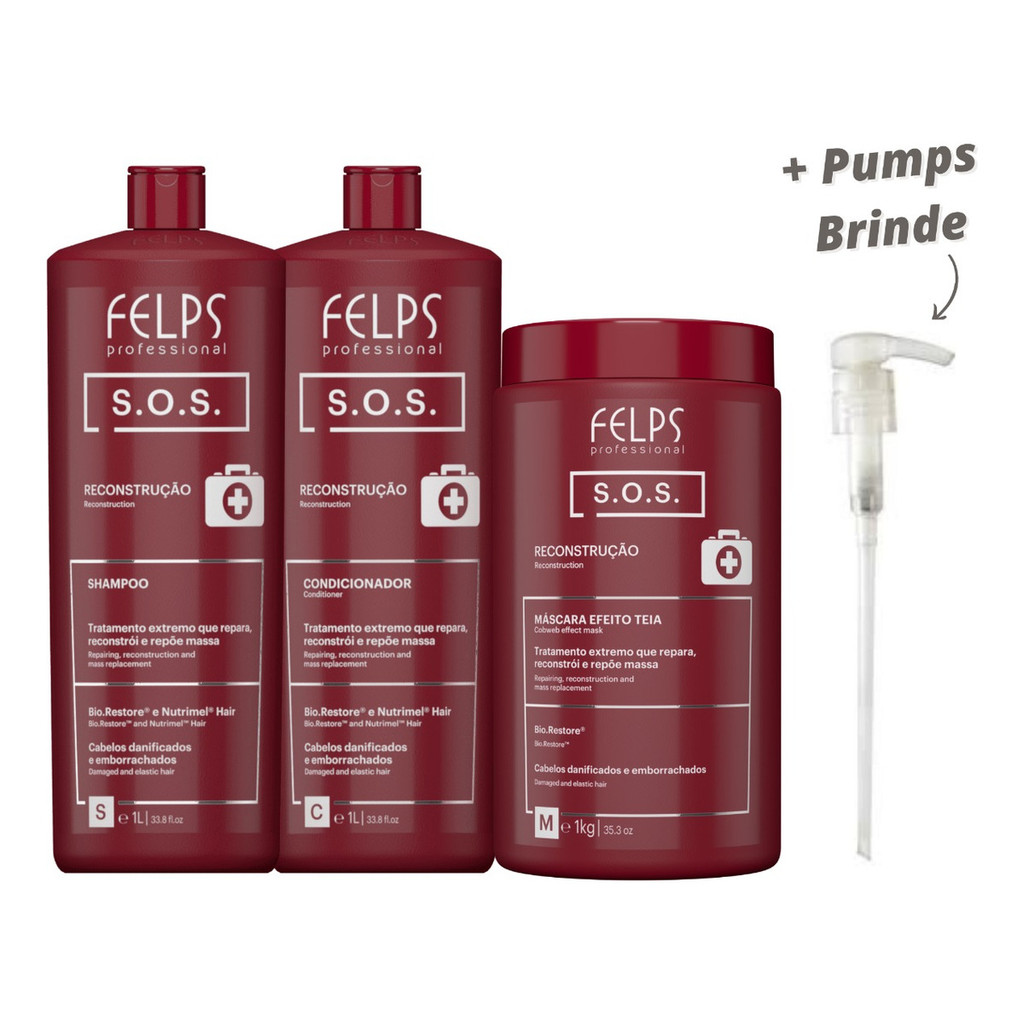 Felps Sos Kit Trio Reconstrução Shampoo + Cond + Máscara 3x1