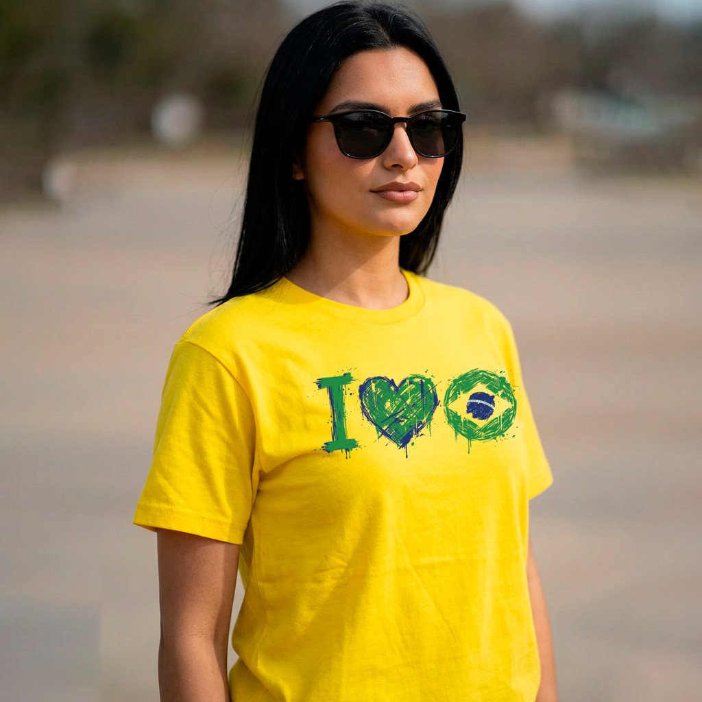 Blusa Feminina Camiseta Algodao Copa do Mundo 2026 Brasil Futebol Torcedora DTF Manga Curta Original