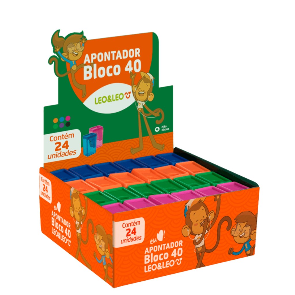 Apontador Bloco 4Cm C/ Deposito Caixa C/24 und Leo&Leo Leonora - 4745