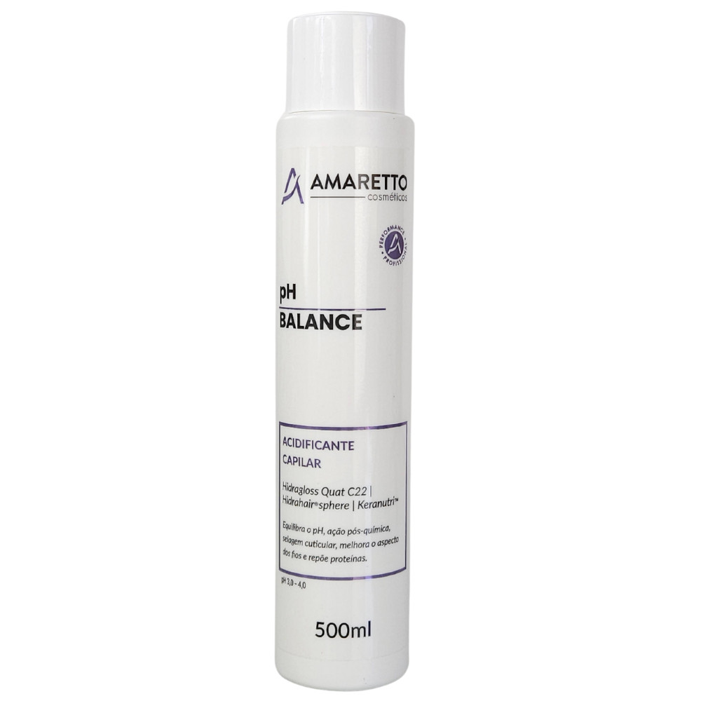 Acidificante pH Balance Tratamento para Cabelos Porosos e Sem Brilho 500ml Amaretto Cosméticos