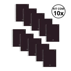 Kit com 10 Caderno de Arame PEQUENO 1/4 200 Folhas Capa Dura -Stiff Kit:Com 10