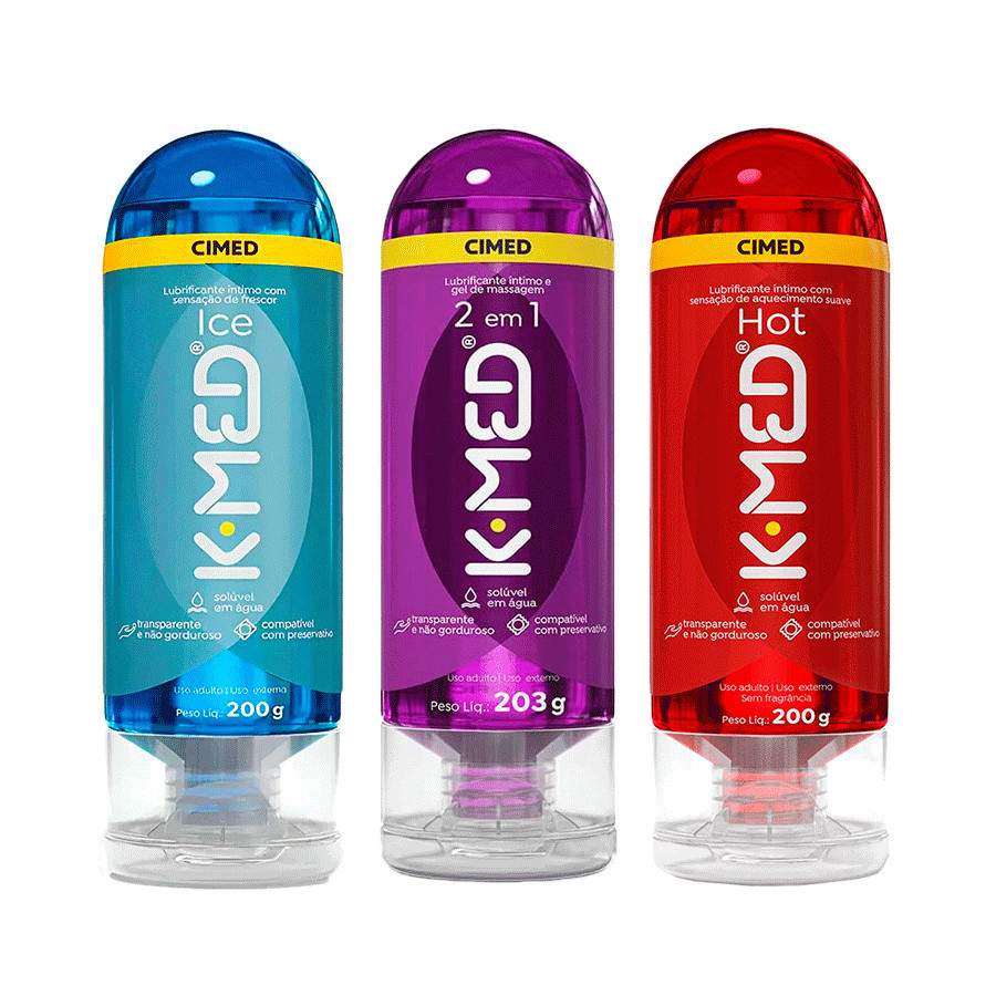 kit Gel Lubrificante Íntimo K-Med, 2em1,Hot e Ice 203g Cimed