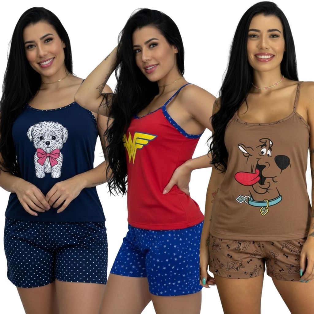 Baby Doll Alcinha Personagem / Baby Doll Feminino / Roupa de Dormir