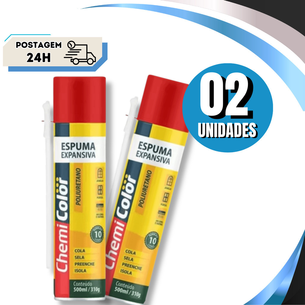 2 Unidades Espuma Expansiva Poliuretano Profissional 500ml Chemicolor