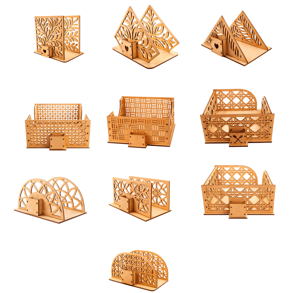 Kit 5/10/15/20 Porta Guardanapo de MDF Artesanal + Paliteiro