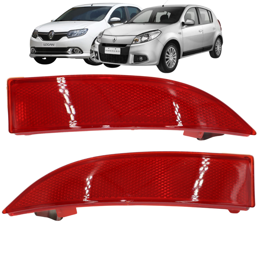 Par Refletor Olho Gato Parachoque Traseiro Sandero Logan 2013 2014 2015 2016