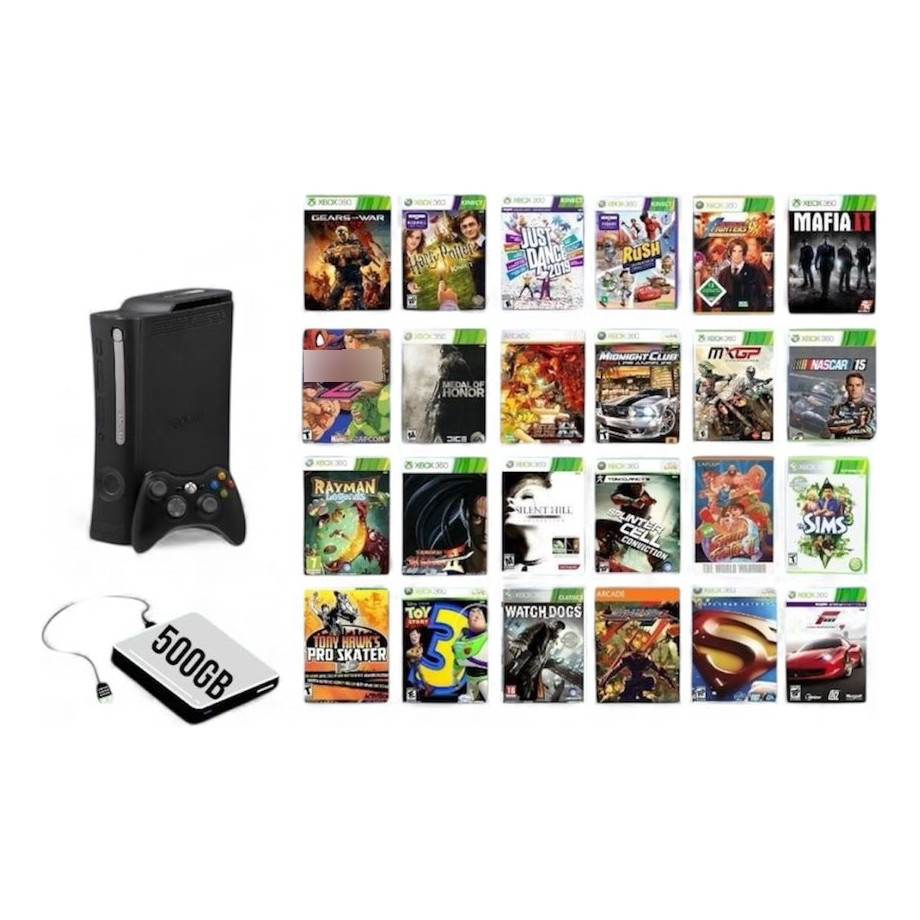 Hd 500gb Tunado Xbox 360 Lotado De Games