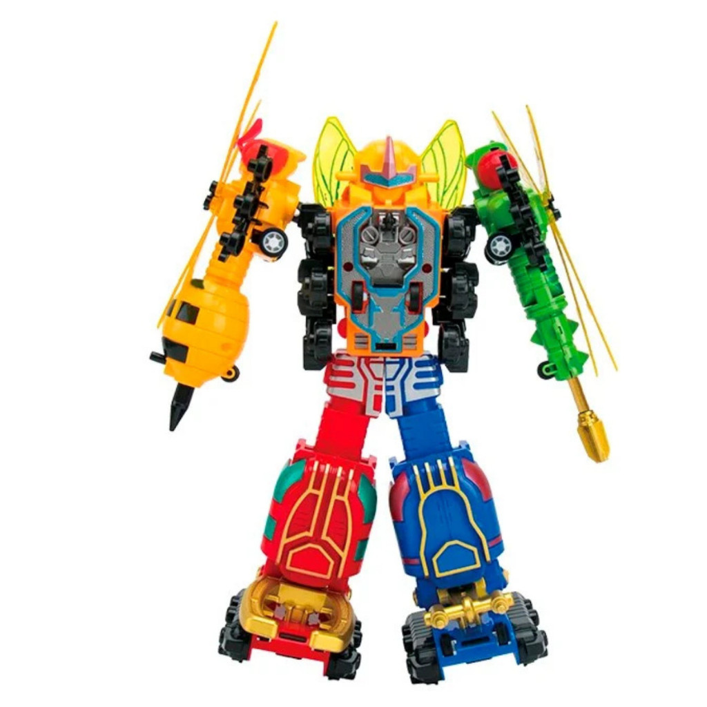 Brinquedo Robo Enxame 5 peças Insetos Vira Robo