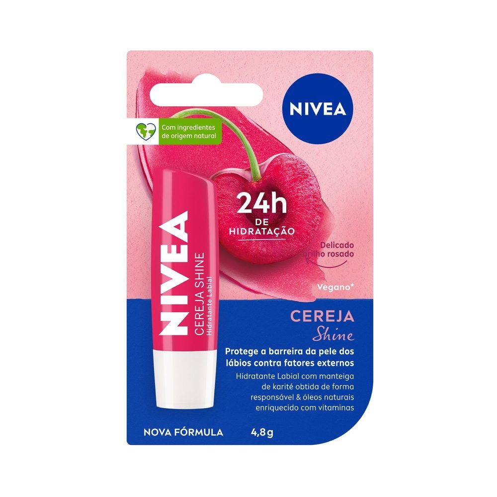 Hidratante Labial Nivea Cereja Shine 4,8g em Oferta na Shopee