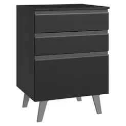 Balcão de Cozinha 60 cm 3 Gavetas Com Pés Preto Nice Madesa