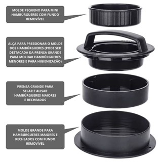 Forma Molde para Hambúrguer 5 Peças Base Removível Grande e Pequena em Oferta na Shopee
