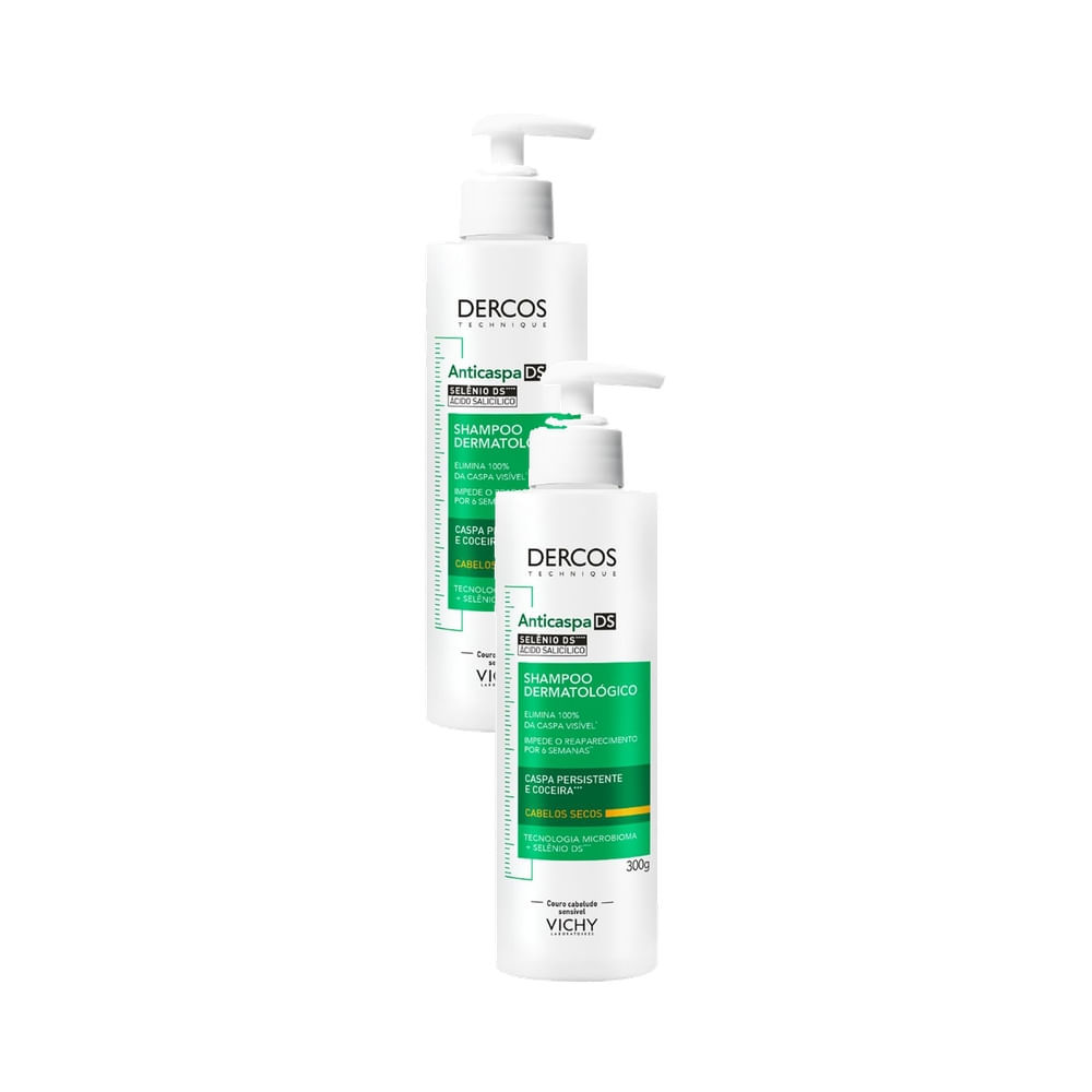 Kit 2 Shampoo Anticaspa DS Vichy Dercos Cabelos Secos 300g