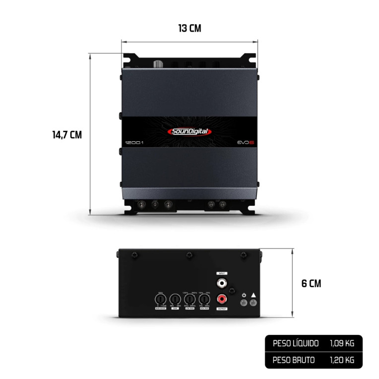 MODULO AMPLIFICADOR SOUNDIGITAL 1200.1 EVO6 1200WRMS 4 OHMS — imagem 2 de 2