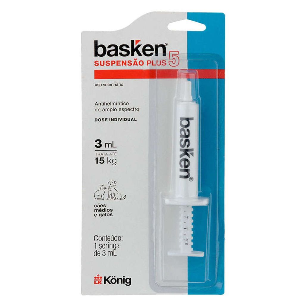 Vermífugo Basken Plus Suspensão 3ml P/ Cães e Gatos até 15kg