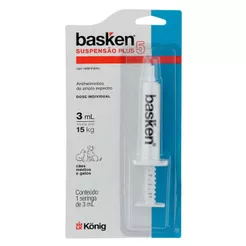 Vermífugo Basken Plus Suspensão 3ml P/ Cães e Gatos até 15kg