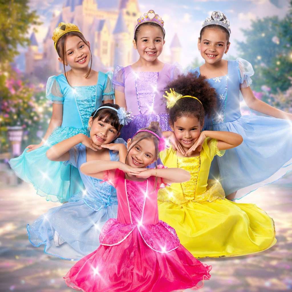 Fantasia de Vestido Princesa Infantil Luxo + Brinde Tiara Coroa Brilhante Daminha Florista Casamento