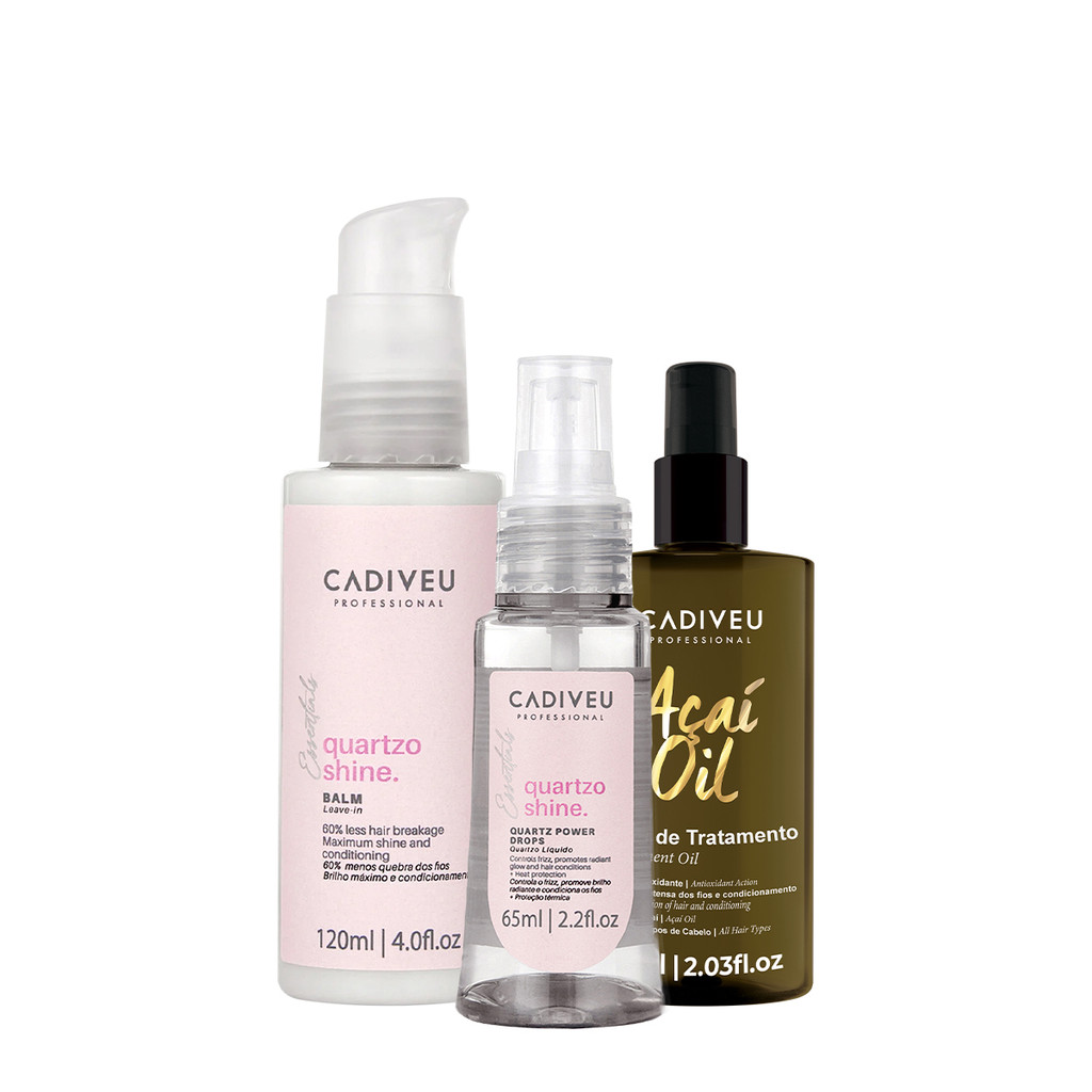 Kit Cadiveu Professional Essentials Quartzo Shine Açaí Oil 60 Leave-in (3 produt