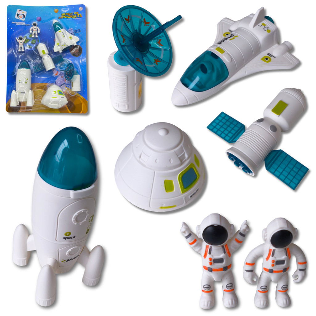 Boneco Astronauta Brinquedo Nave Foguete Satélite Espacial Planetas Espaço Sideral  Módulo Estação