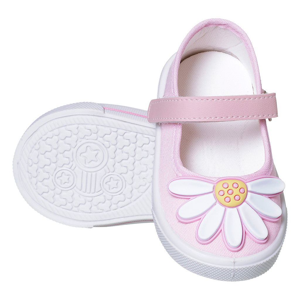 Tênis Sapatilha Bebê Menina Rosa Flor Grande Sapato Infantil Macio Antiderrapante SPMi01
