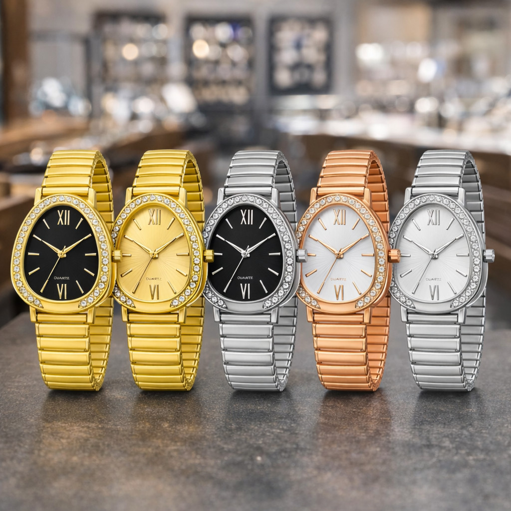 Relógio Feminino Dourado Pulseira em Metal Estilo Luxo Moderno Elegante em Oferta na Shopee